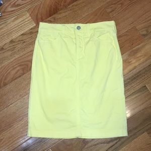 Yellow denim casual pencil skirt